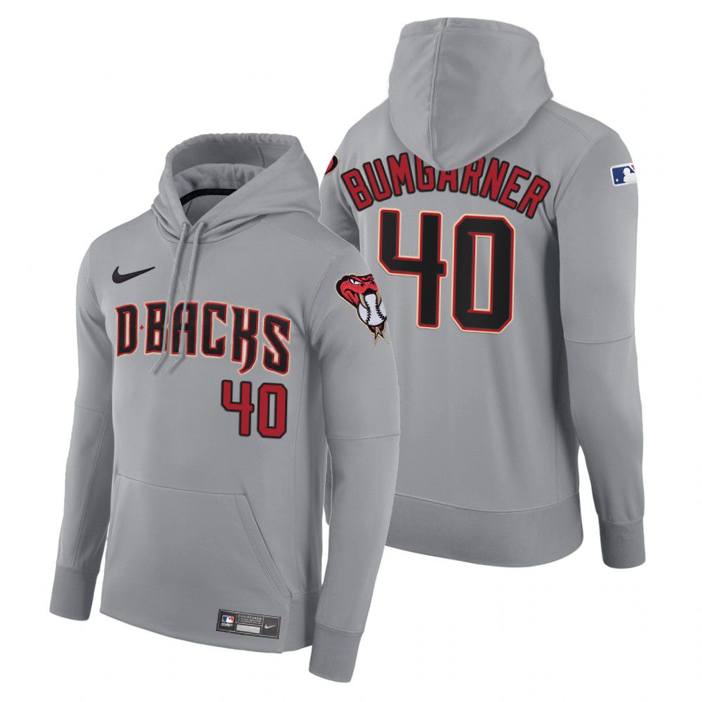 Men Arizona Diamondback #40 Bumgarner gray road hoodie 2021 MLB Nike Jerseys
